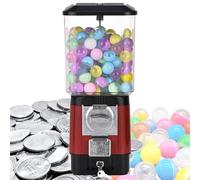 Candy Vending Machines,Coin Operated Bubble Gum Machine,200 Empty Balls, 100 Stainless Steel Tokens,Coin Operated Gumball Bank for Toy Capsules Bouncy Balls Candy,for Game Stores(Red)