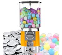Candy Vending Machines,Coin Operated Bubble Gum Machine,200 Empty Balls, 100 Stainless Steel Tokens,Coin Operated Gumball Bank for Toy Capsules Bouncy Balls Candy,for Game Stores(Yellow)