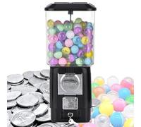 Candy Vending Machines,Coin Operated Bubble Gum Machine,200 Empty Balls, 100 Stainless Steel Tokens,Coin Operated Gumball Bank for Toy Capsules Bouncy Balls Candy,for Game Stores(Black)