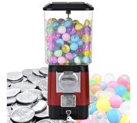Candy Vending Machines, Coin Operated Gumball Bank, 100 Stainless Steel Tokens, 200 Empty Balls, for Toy Capsules Bouncy Balls Candy, Ideal for Game Stores(Red)