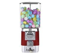 Candy Vending Machines, Gumball Machine with 200 Empty Balls, 100 Stainless Steel Tokens, Capsule Candy Gashapon Machine, for Kids, Retail Stores, Game Rooms red