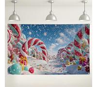 Candy Winter Wonderland Backdrop, Sweet Treats Colorful Party Decorations, Festive Indoor/Outdoor Photography Background for Holiday Celebrations 71x43 Inch