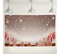 Candy Winter Wonderland Backdrop, Sweet Treats Festive Party Decorations, Gingerbread and Cupcake Picture Background for Holiday Photography Events 71x43 Inch