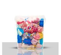 Candy4u Mixed Marshmallow Sweets, 500g Large Bucket with Blue Stars, Raspberry, Strawberry, Vimto Fizzy Mallows, Vegetarian, Party Pack
