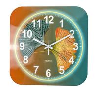 CandyAlley 30 cm Square Wall Clocks Modern with Night Light, Wall Clock Without Ticking Noises Kitchen Clock Wall for Living Room, Room, Office (Orange)