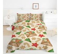 CandyCane Double Duvet Star Double Quilt 7.5 Tog Lightweight Soft Comforter Set, All Seasons Reversible Coverless Microfiber Duvet with 2 Pillowcases Machine WashableY615