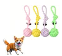 CandyColor Dog Cat Chew Rope Toy - 30cm Non-Toxic Dental Teething Toy for Puppies Kittens, Durable Rainbow Macaron Cotton Rope - Anti-Anxiety Interactive Play, Furniture Saver & Machine Washable