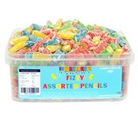 Candycrave Fizzy Assorted Pencils Tub 600g | Tangy Fruit Flavour Jelly Sweets | Bulk Tub | Pick & Mix Favourite