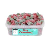Candycrave Fizzy Cherries 600g Tub | Red and Green | Cherry Flavoured | Sour Coating | Jelly Sweets | Perfect for Children's Treats and Occasions