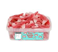Candycrave Fizzy Dracula Teeth Tub 600g | Mixed Fruit Jelly Sweets | Sugar-Coated & Chewy | Perfect for Pick & Mix, Halloween & Sharing