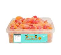 Candycrave Fizzy Peach Hearts 600g Tub | Jelly Sweets | Heart Shaped | Sugar Coating | Peach Flavoured | Ideal for Sweet Treats and Snacking