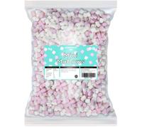 Candycrave Pink White Mini Mallows 1kg Ideal for Dessert or Drinks Topping and More, Suitable for Halal Diet Delivered in Genuine Old Scool Sweets Packageing