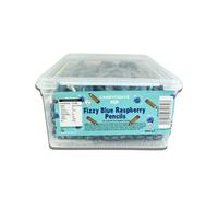 Candycrave Sour Blue Raspberry Pencils Tub 100 Count | Blue Raspberry Sugar-Coated Soft Fondant Sweets | 1kg | Vegetarian & Halal Suitable