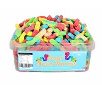 Candycrave Sour Neon Worms Tub 600g | Fizzy Fruit Flavoured Jelly Sweets | Neon Colours | Resealable Tub | Perfect for Pick & Mix, Parties & Sharing