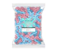 Candycrave - Vegan Fizzy Bubblegum Skulls 2 Kg Bulk Bag | Blue & Pink Jelly Sweets | Bubblegum Flavour | Fizzy Sugar Coating