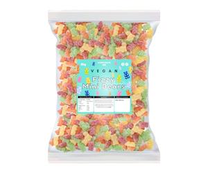 Candycrave Vegan Fizzy Mini Bears - 2 kg Bulk Bag | Mixed Fruits Jelly | Fizzy Sugar Coating | Bright Teddy Bear Shapes