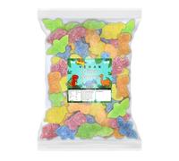 Candycrave - Vegan Sours Dino Shaped Sweets 2Kg Bulk Bag | Assorted Dinosaur Shapes | Fizzy Sugar Coated Jelly Sweets | Mixed Fruit Flavour