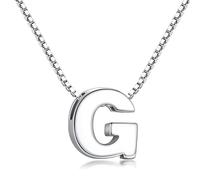 Candyfancy 1.0mm 18 inch 925 Sterling Silver 26 Small Letters Alphabet A-Z Initial Pendant Box Chain Necklace (G with Chain)