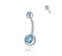 Candyfancy 14G Belly Button Piercing G23 Titanium 10/12/14 mm Banana Bell with Zirconia Belly Button Ring Navel Piercing Barbell Belly Button Body Jewellery for Men and Women, 12mm, Titanium
