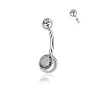 Candyfancy 14G Belly Button Piercing G23 Titanium 10/12/14 mm Banana Bell with Zirconia Belly Button Ring Navel Piercing Barbell Belly Button Body Jewellery for Men and Women, 12mm, Titanium