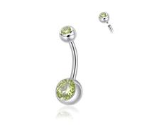 Candyfancy 14G Belly Button Piercing G23 Titanium 10/12/14 mm Banana Bell with Zirconia Belly Button Ring Navel Piercing Barbell Belly Button Body Jewellery for Men and Women, 10mm, Titanium