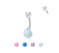 Candyfancy 14G Belly Button Piercing G23 Titanium 6/8/10/12/14 mm Banana Bell with Opal Hypoallergenic Navel Piercing Barbell Belly Button Body Jewellery for Men and Women, 14mm, Titanium