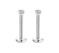 CANDYFANCY 16g 2/3/4mm Cubic Zirconia Triple Forward Helix Ear Cartilage Tragus Studs Earrings Lip Piercing 16 gauge, Cubic Zirconia, cubic zirconia