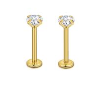 CANDYFANCY 16g 2/3/4mm Cubic Zirconia Triple Forward Helix Ear Cartilage Tragus Studs Earrings Lip Piercing 16 gauge, Cubic Zirconia, cubic zirconia
