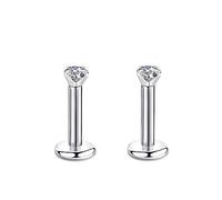 Candyfancy 16g 6mm 2/3/4mm Cubic Zirconia Gem Ear Cartilage Tragus Helix Studs Earrings Lip Labret Piercing (2pcs 2mm stone 6mm bar)