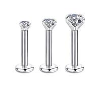 Candyfancy 16g 6mm 2/3/4mm Cubic Zirconia Gem Ear Cartilage Tragus Helix Studs Earrings Lip Labret Piercing