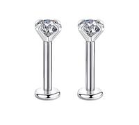 Candyfancy 16g 6mm 2/3/4mm Cubic Zirconia Gem Ear Cartilage Tragus Helix Studs Earrings Lip Labret Piercing