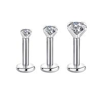 Candyfancy 16g 6mm 2/3/4mm Cubic Zirconia Gem Ear Cartilage Tragus Helix Studs Earrings Lip Labret Piercing