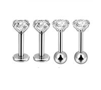 Candyfancy 16g 6mm Bar 3/4/5mm Cubic Zirconia Gem Ear Cartilage Tragus Helix Studs Earrings Lip Labret Piercing