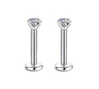 Candyfancy 16g 8mm 2/3/4mm Cubic Zirconia Gem Ear Cartilage Tragus Helix Studs Earrings Lip Labret Piercing (2pcs 3mm stone 8mm bar)