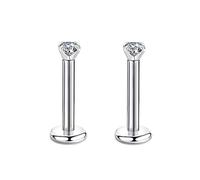 Candyfancy 16g 8mm 2/3/4mm Cubic Zirconia Gem Ear Cartilage Tragus Helix Studs Earrings Lip Labret Piercing (2pcs 2mm stone 8mm bar)
