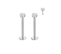 Candyfancy 16G G23 Titanium 2.5/3/4/5mm Cubic Zirconia 6/7/8/9/10/11/12mm Bar Internally Threaded Labret Studs Monroe Lip Labret Studs Helix Cartilage Tragus Helix Earrings Piercing