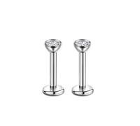 Candyfancy 20/18/16G 2PCS Titanium Threadless Nose Studs - Push-in Nose Piercing with Clear CZ (6/8/9/10/12mm)