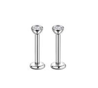 Candyfancy 20/18/16G 2PCS Titanium Threadless Nose Studs - Push-in Nose Piercing with Clear CZ (6/8/9/10/12mm)