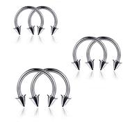 Candyfancy 6 Pcs 16G 316Stainless Steel Horseshoe Nose Hoop Rings Tragus Septum Piercing Cartilage Hoop Earrings Daith Conch Body Piercing Jewellery 6-10mm For Women Men