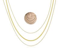 CANDYFANCY Dainty Gold Layered Necklace Herringbone Snake Figaro Cuban Paperclip Beaded Box Choker Chain Layering Necklace Set for Women Crescent Moon Starburst Pendant Necklace Jewelry Gift
