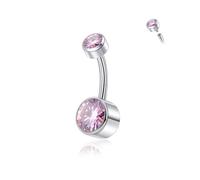 Candyfancy G23 Titanium Belly Button Piercing 14G (1.6 mm) with Cubic Zirconia, Hypoallergenic Navel Piercing Barbell Belly Button Body Jewellery for Women 10/12/14 mm, 10mm, Titanium