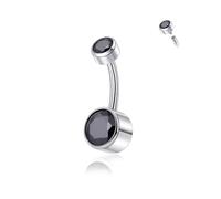 Candyfancy G23 Titanium Belly Button Piercing 14G (1.6 mm) with Cubic Zirconia, Hypoallergenic Navel Piercing Barbell Belly Button Body Jewellery for Women 10/12/14 mm, 14mm, Titanium