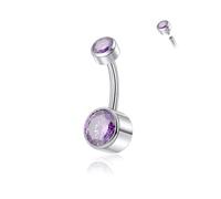 Candyfancy G23 Titanium Belly Button Piercing 14G (1.6 mm) with Cubic Zirconia, Hypoallergenic Navel Piercing Barbell Belly Button Body Jewellery for Women 10/12/14 mm, 12mm, Titanium