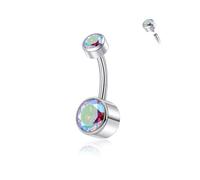 Candyfancy G23 Titanium Belly Button Piercing 14G (1.6 mm) with Cubic Zirconia, Hypoallergenic Navel Piercing Barbell Belly Button Body Jewellery for Women 10/12/14 mm, 10mm, Titanium