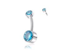 Candyfancy G23 Titanium Belly Button Piercing 14G (1.6 mm) with Cubic Zirconia, Hypoallergenic Navel Piercing Barbell Belly Button Body Jewellery for Women 10/12/14 mm, 12mm, Titanium