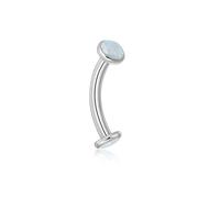 Candyfancy G23 Titanium Curved Barbell Piercing Jewelry 16G Rook Daith Tragus Eyebrow Lip Labret Snake Eyes Tongue Ring Opal Silver 6mm 8mm 10mm Banana Belly Bar