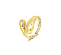 CANDYFANCY Gold statement Rings for Women Chunky Band Puffy Dome Croissant Thumb Band Twisted Stacking Ring Fashion Minimalist Thick Thumb Index Finger Ring, 5 UK, Stainless Steel, No Gemstone