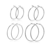 Candyfancy Hoop Earrings gold silver Plated for Women Girls Fashion Round Loop Circle Huggie Hoops Earrings 30mm 40mm 50mm 60mm Silver Gold Rose Gold Black Stainless Steel