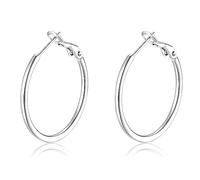 Candyfancy Hoop Earrings gold silver Plated for Women Girls Fashion Round Loop Circle Huggie Hoops Earrings 30mm 40mm 50mm 60mm Silver Gold Rose Gold Black Stainless Steel