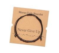 Candyfancy Morse Code Bracelet Secret Messages Handmade Wood Beads Friendship Code Bracelet Encouragement Bracelets Adjustable Gift Jewelry For Friends